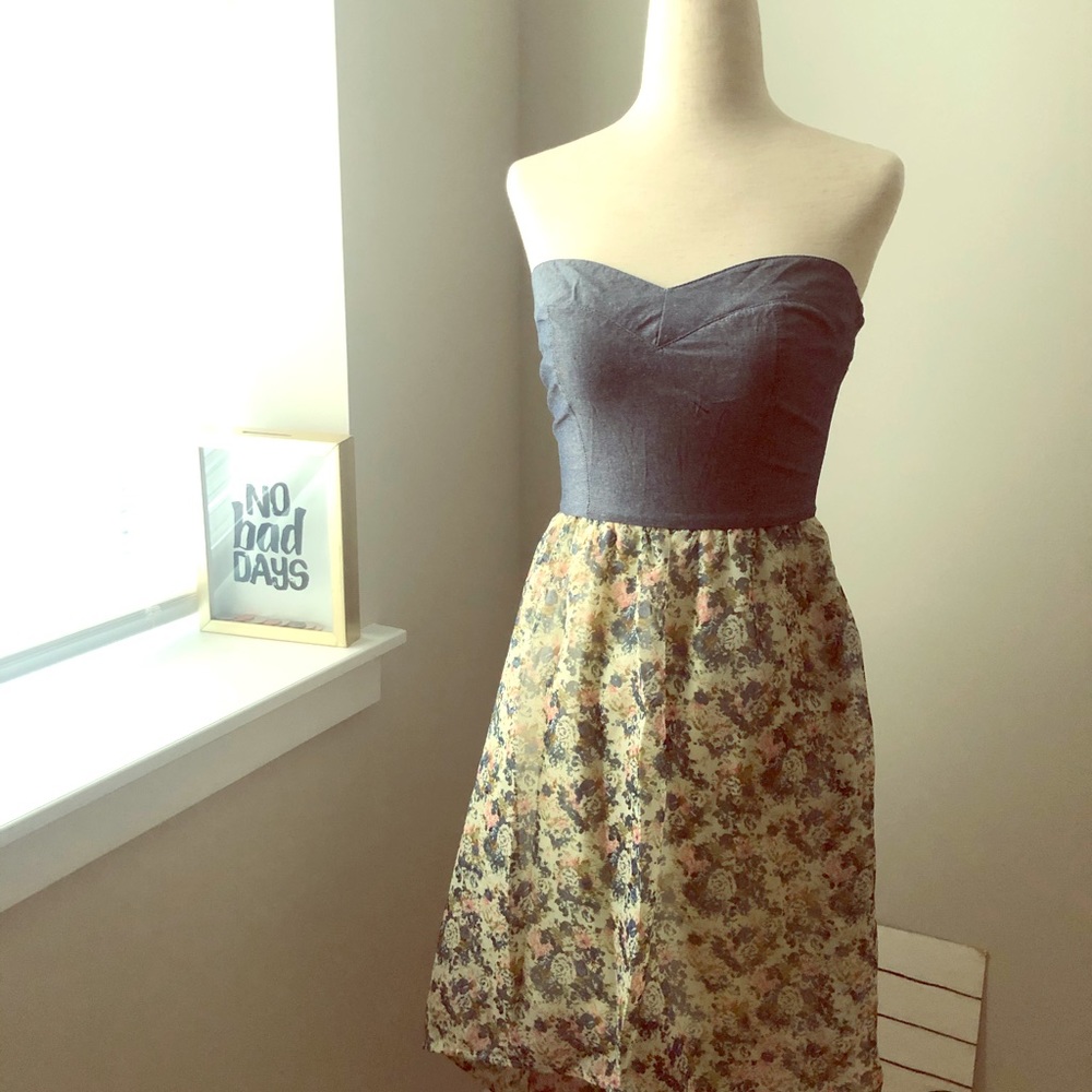 BaileyBlue High Low Strapless Flower Dress SM NWOT